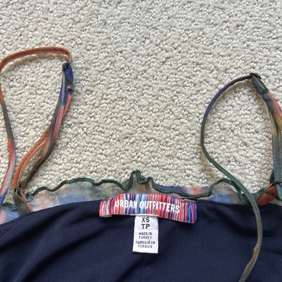 URBAN OUTFITTERS Women’s Dress Green Multi Mesh Mini Moxie Abstract Slip Size XS - Picture 10 of 11